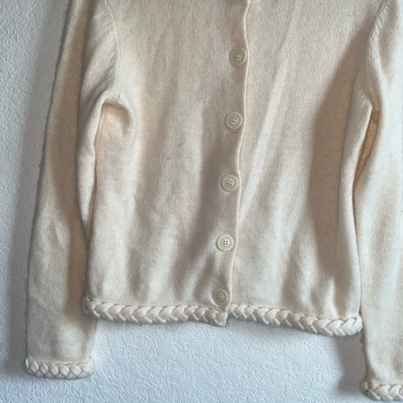 David Brooks Lamb Wool Angora Rabbit Hair Blend Cream Braided Cream Cardigan S - Picture 6 of 13